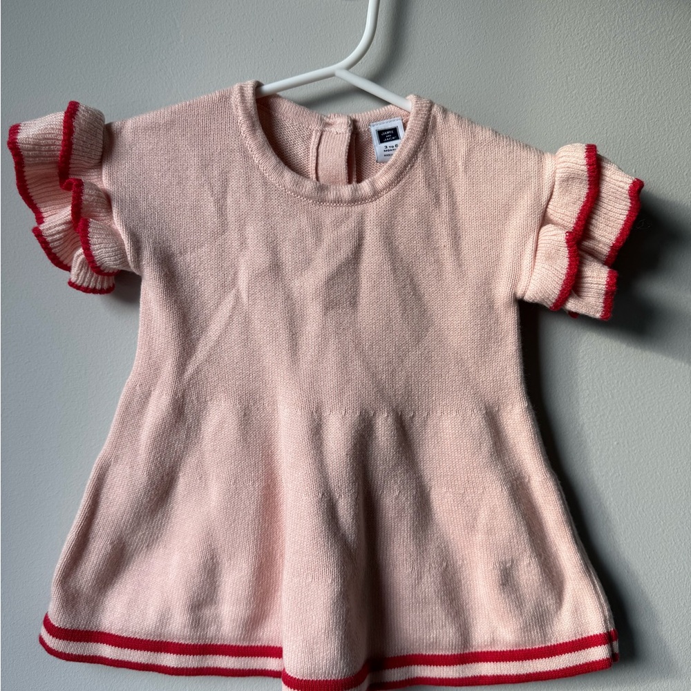 Janie and Jack Pink Ruffle Sleeve Sweater Dress size 3-6 months